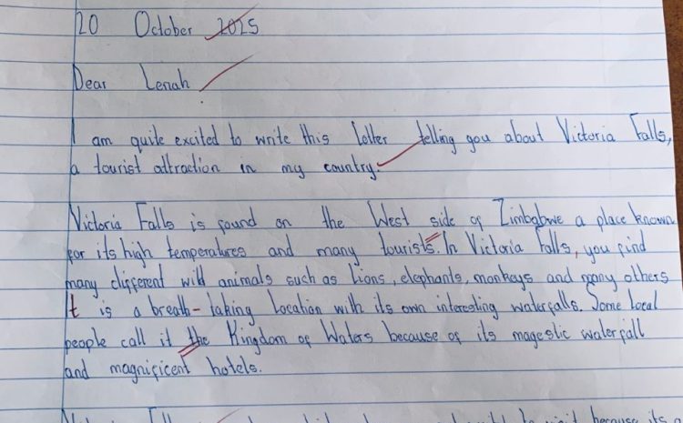 A letter to a penfriend: A tourist attraction in Zimbabwe